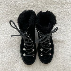 Marc Fisher Capel Black Shearling Lace‎ up Boot